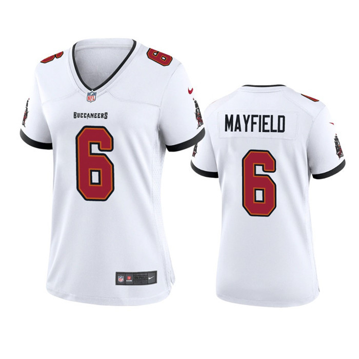 Women's Tampa Bay Buccanee #6 Baker Mayfield White Stitched Game Jersey(Run Small)